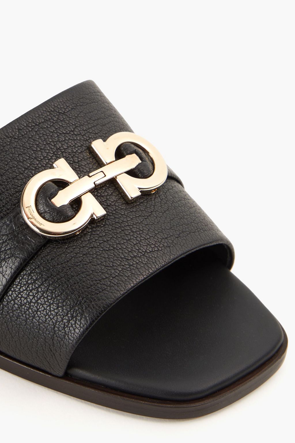 FERRAGAMO Embellished textured-leather slides