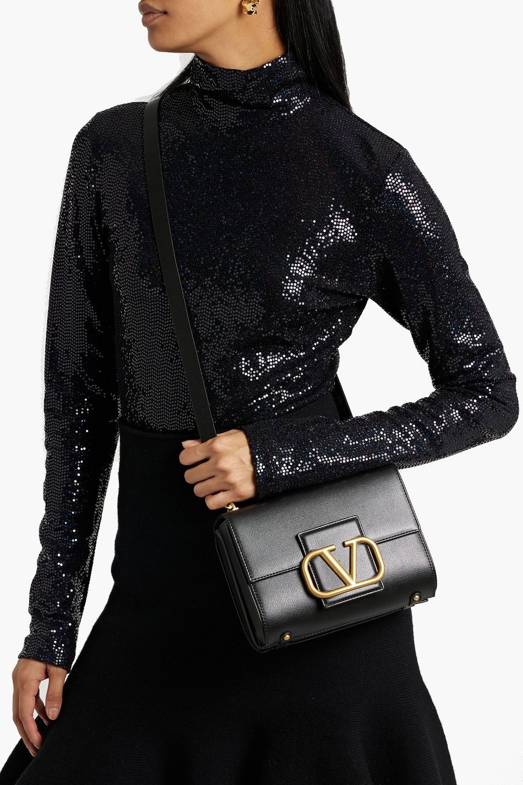 VALENTINO GARAVANI VLOGO Stud Sign lizard-effect leather shoulder bag