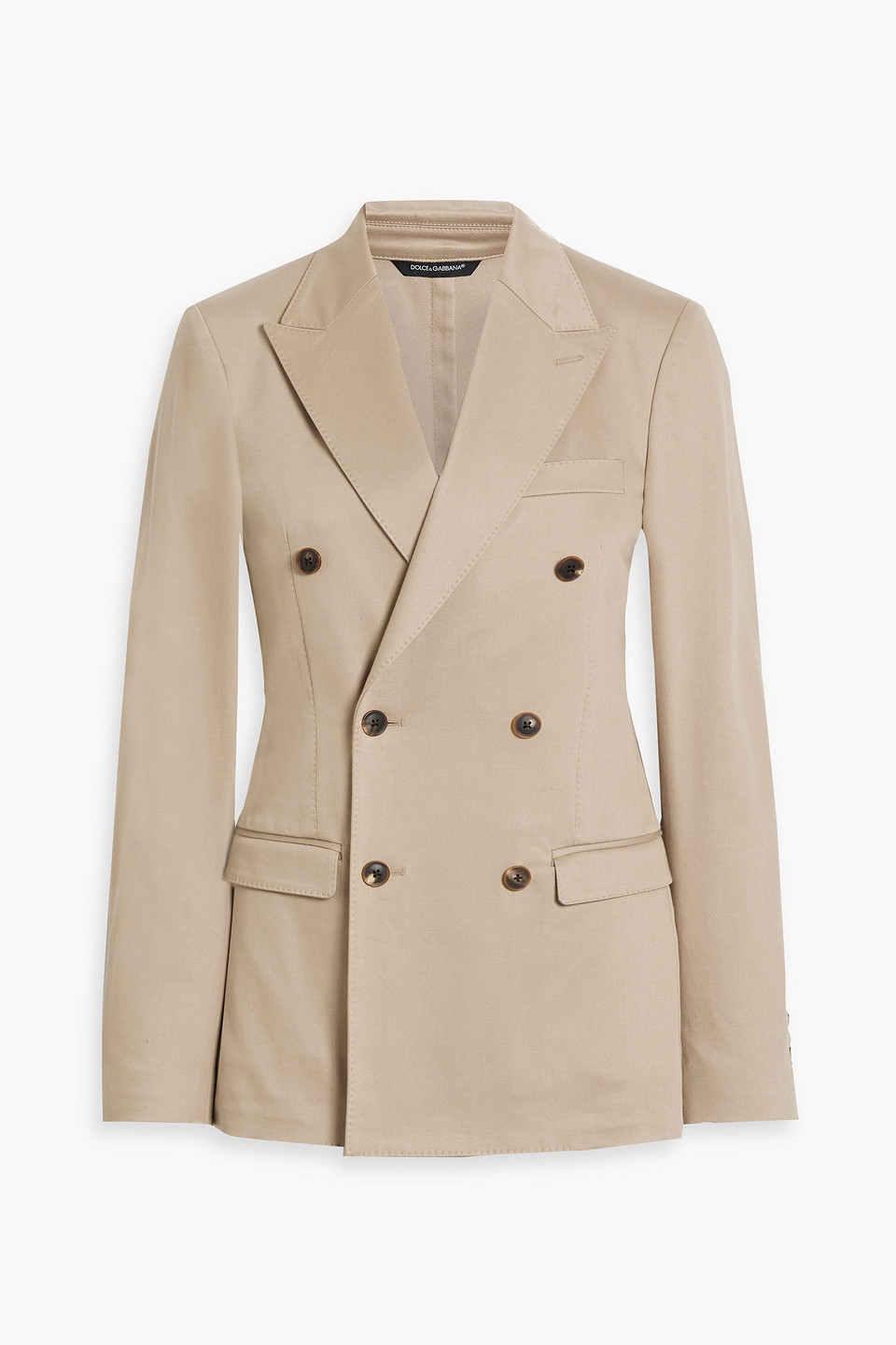 Dolce & Gabbana Double-breasted Cotton-blend Twill Blazer In Beige