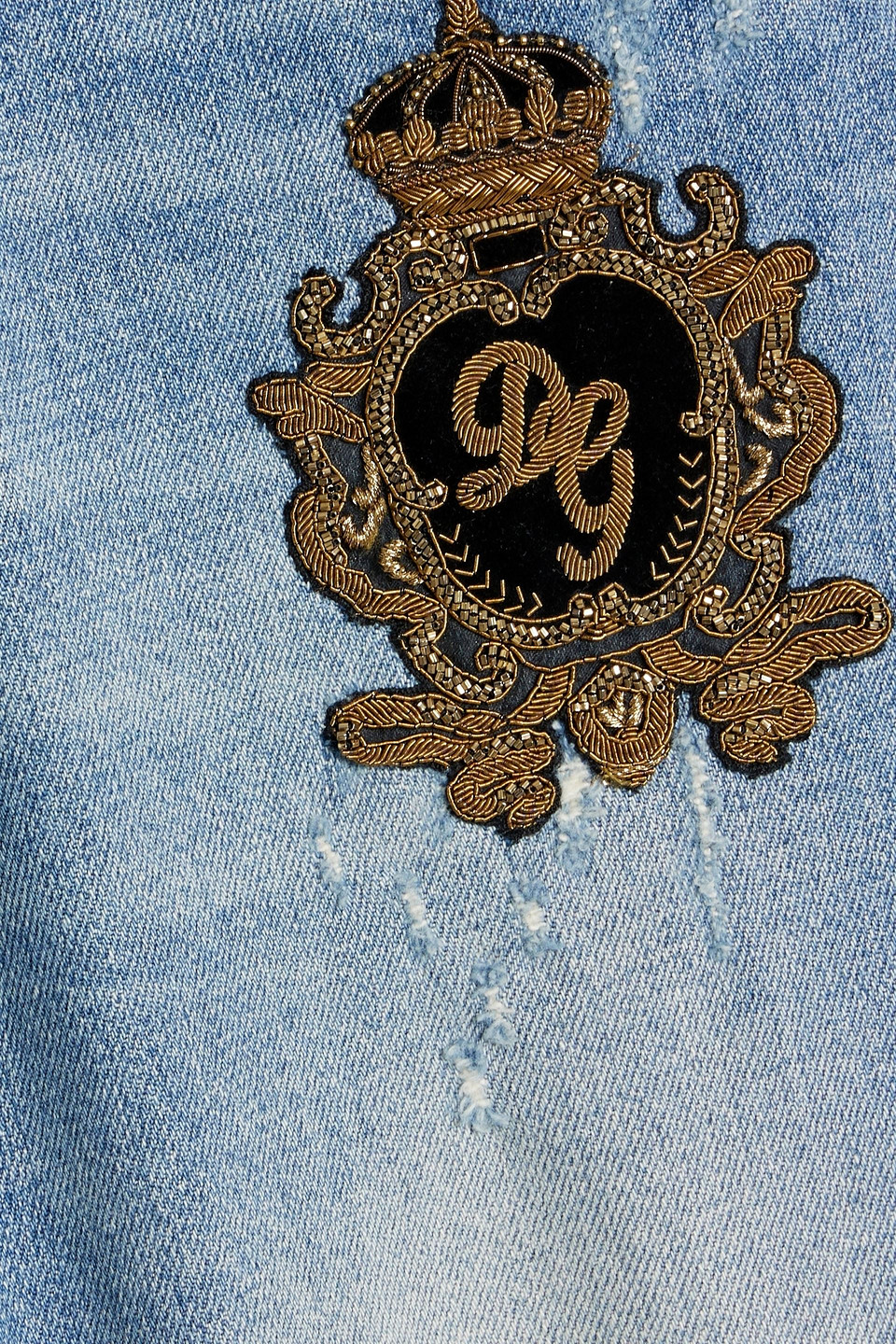 Dolce & Gabbana Slim-fit Distressed Patchwork-effect Denim Jeans In Mid Denim