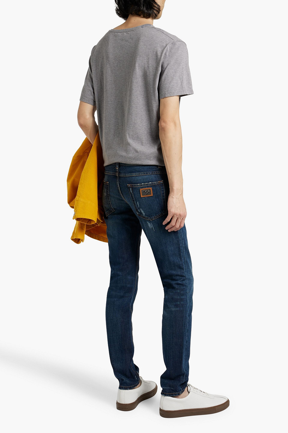 Dolce & Gabbana Slim-fit Distressed Faded Denim Jeans In Dark Denim