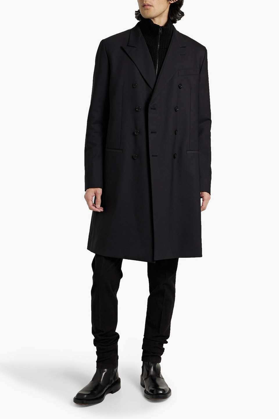 Shop Dolce & Gabbana Double-breasted Wool-blend Coat In Black