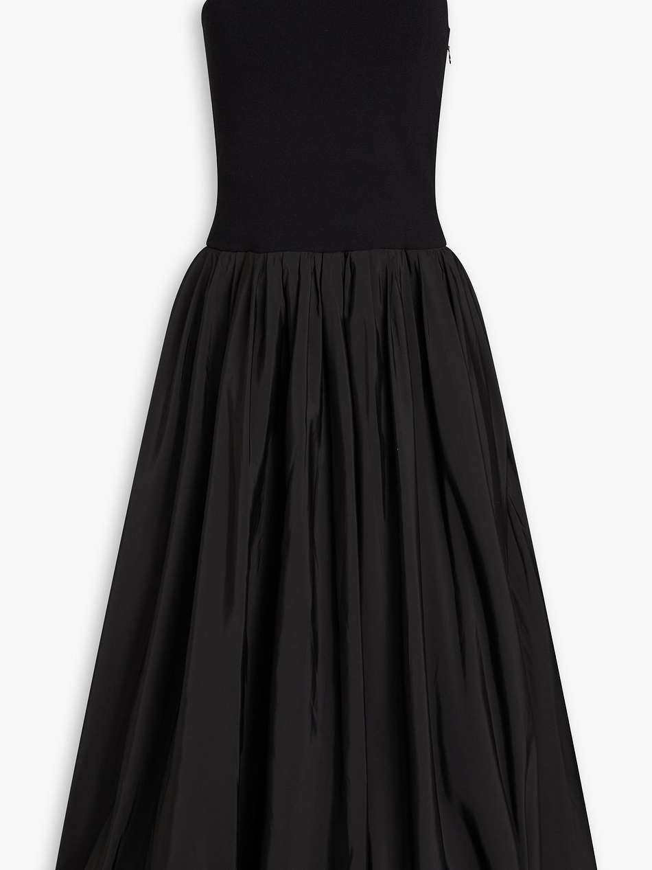 dune one-shoulder jersey and poplin midi dress