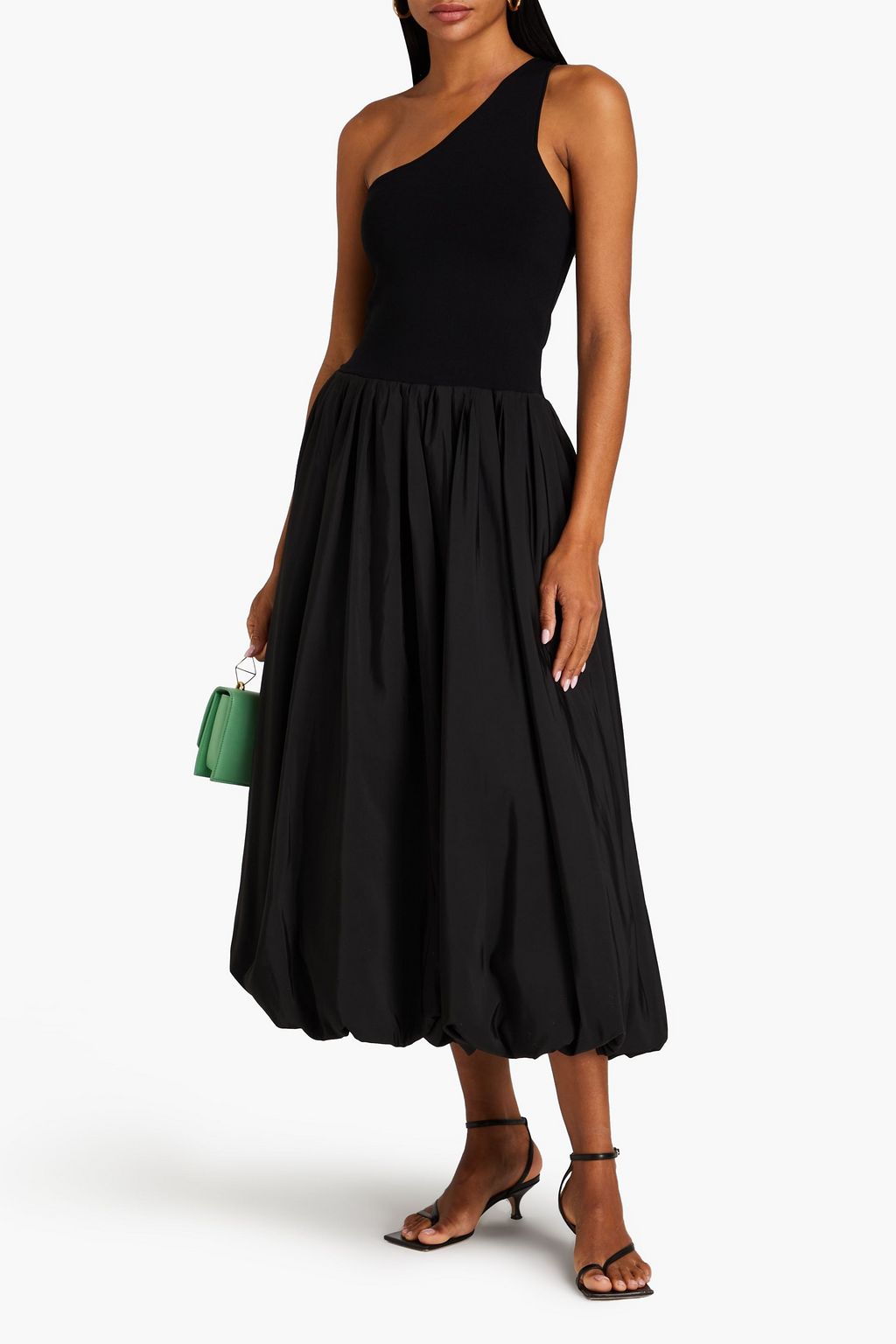 DEREK LAM 10 CROSBY Dune one-shoulder jersey and poplin midi dress