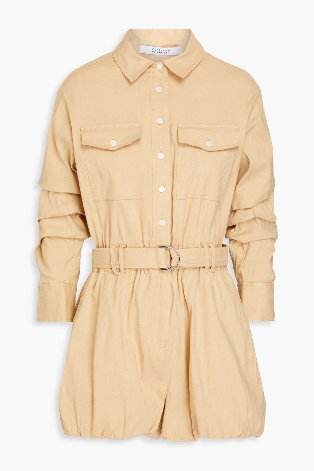 DEREK LAM 10 CROSBY Belted linen-blend playsuit