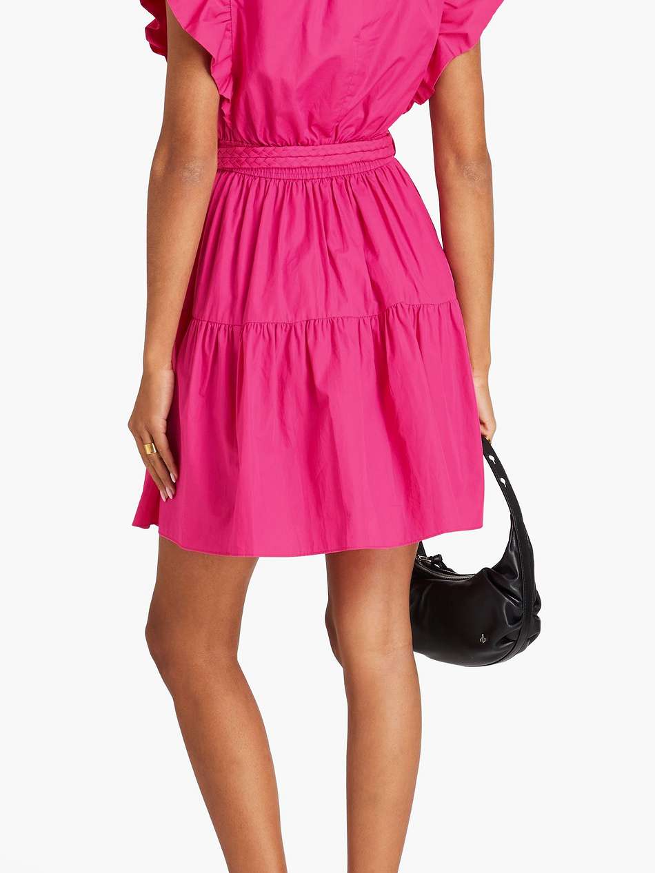 finn belted ruffled cotton-poplin mini dress