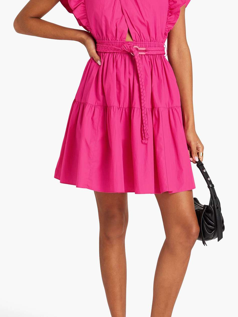 finn belted ruffled cotton-poplin mini dress
