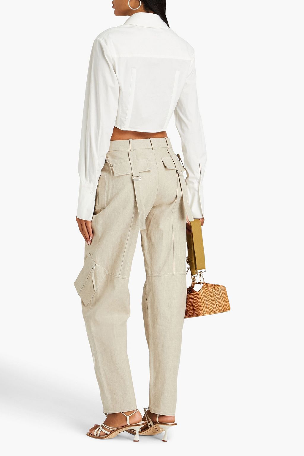 JACQUEMUS بنطال كارغو ’’بابيير’’ مصنوع من مزيج الكتّان