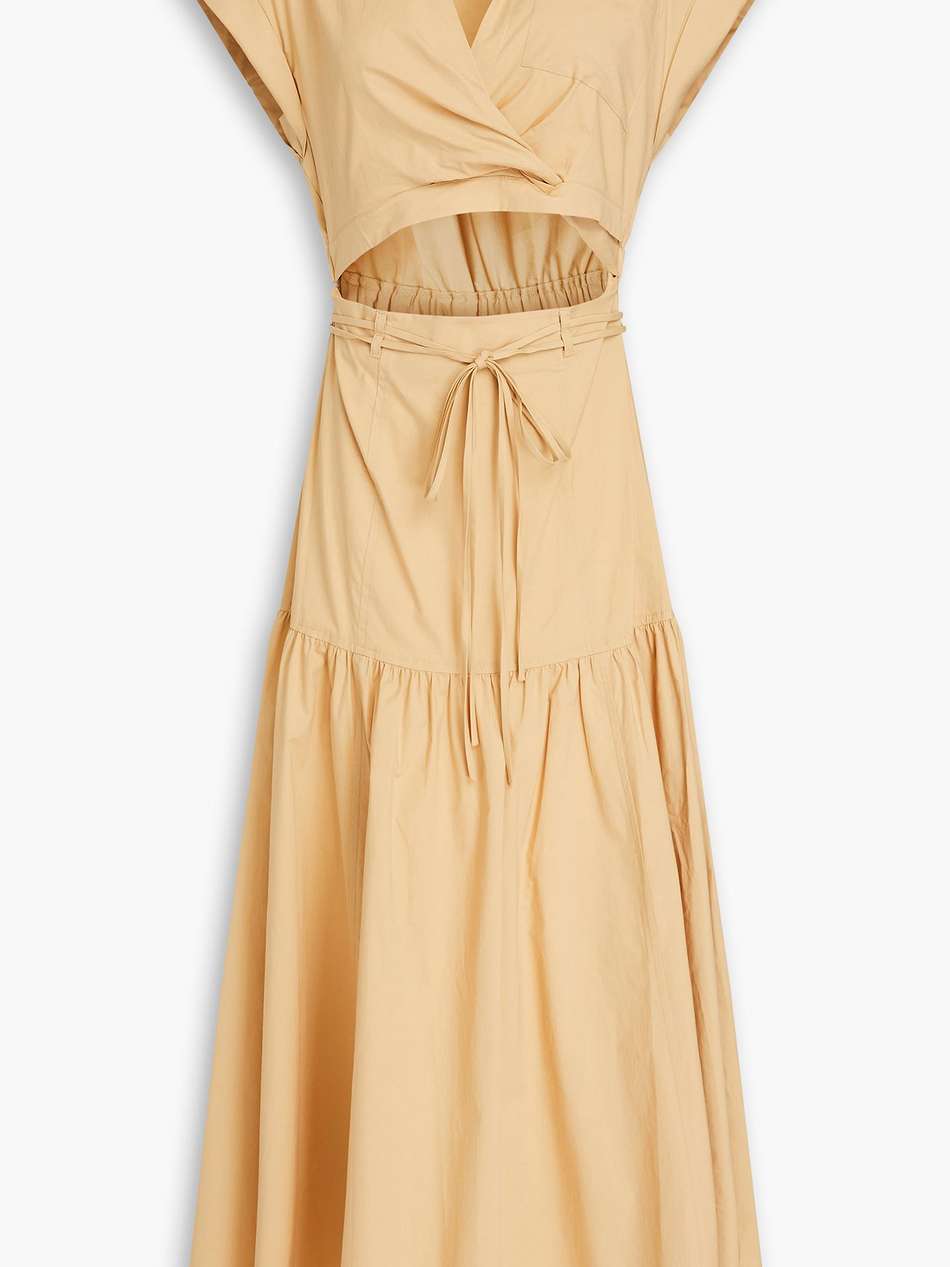 charlene wrap-effect cutout cotton-poplin midi shirt dress