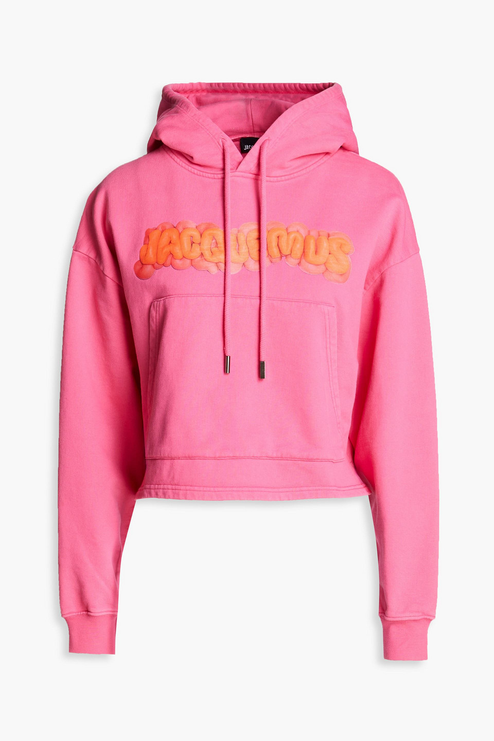 Shop Jacquemus Pate À Modeler Cropped Logo-print French Cotton-terry Hoodie In Pink