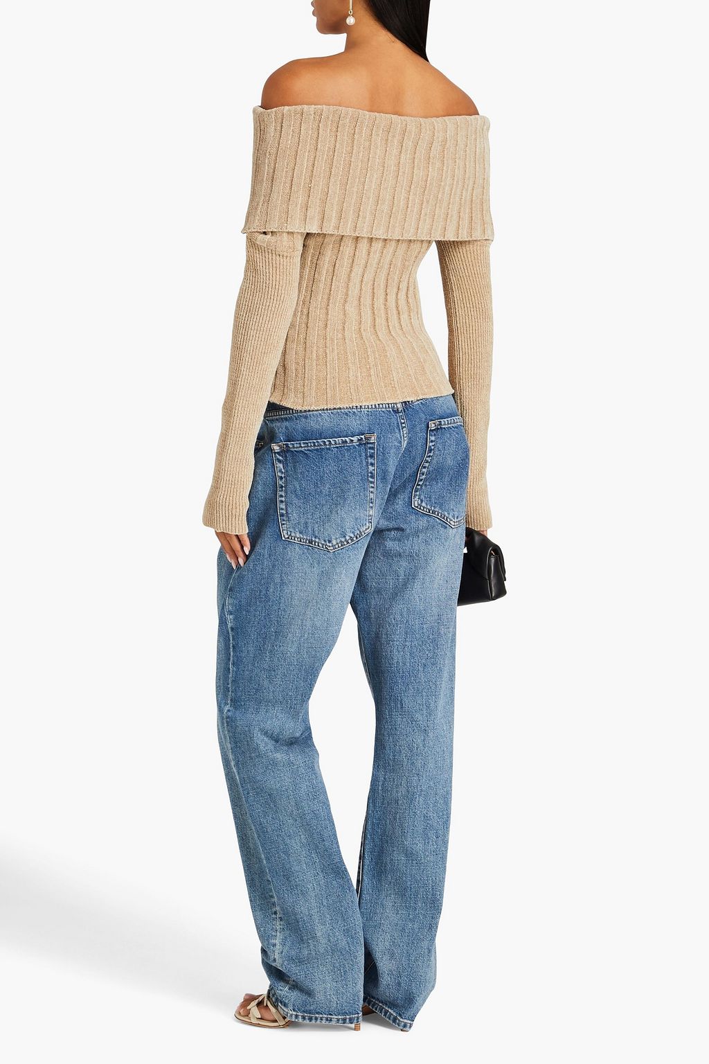 JACQUEMUS Duci off-the-shoulder ribbed-knit sweater