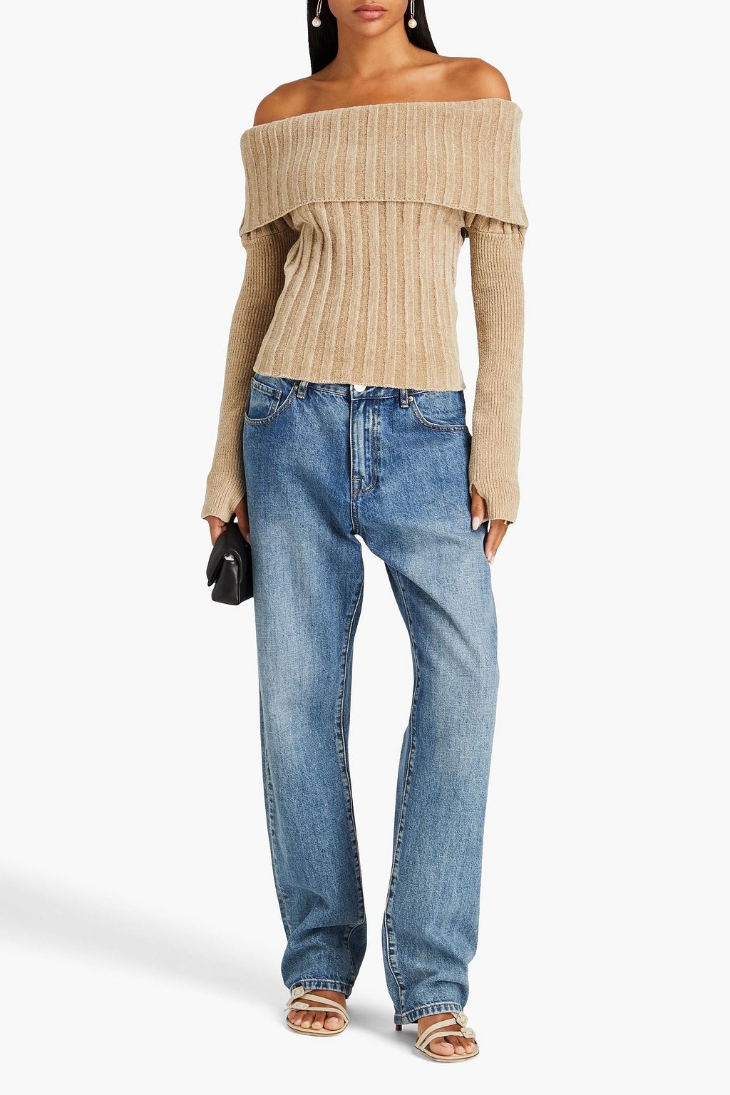 JACQUEMUS Duci off-the-shoulder ribbed-knit sweater