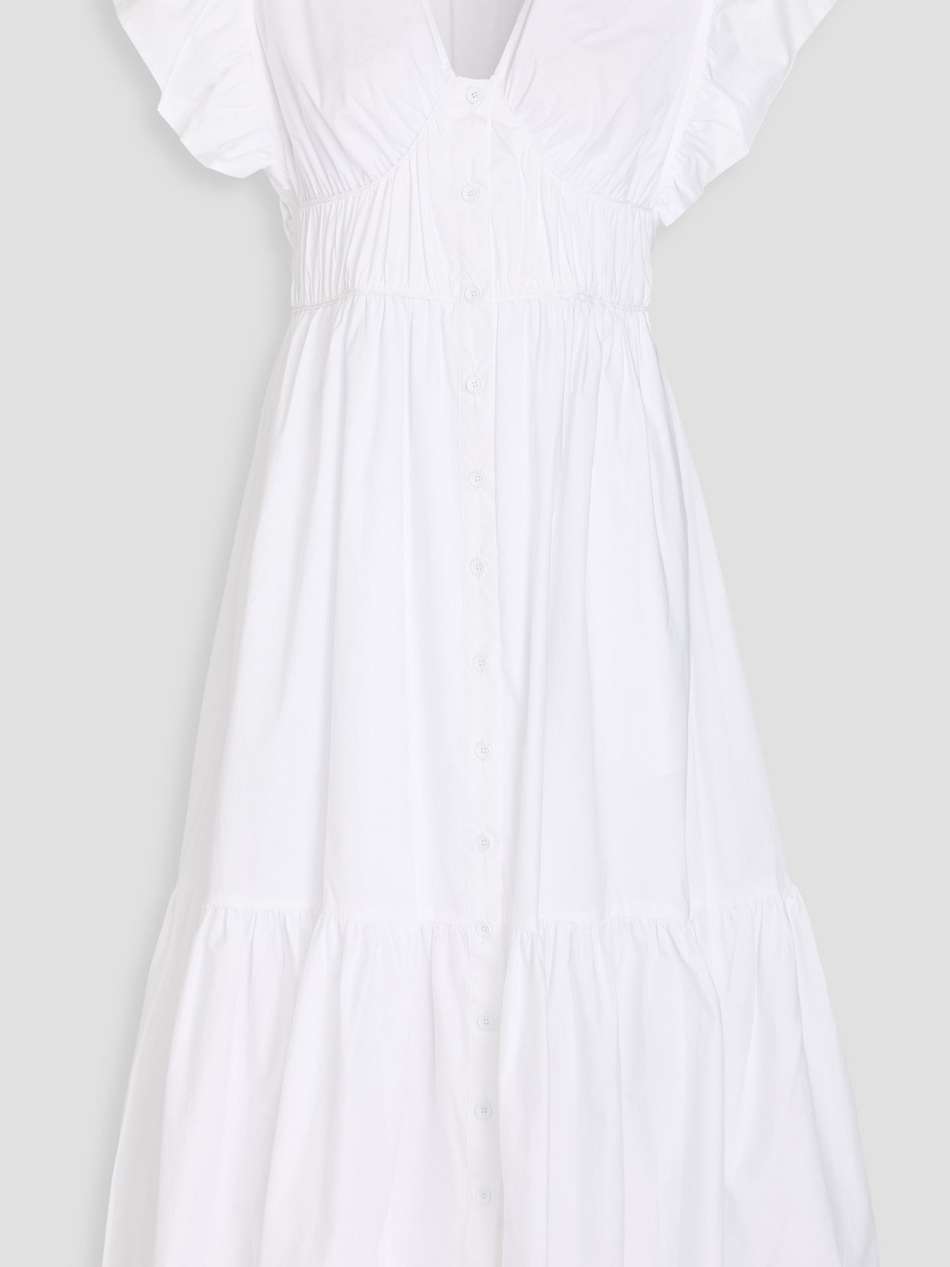 gathered cotton-poplin midi dress