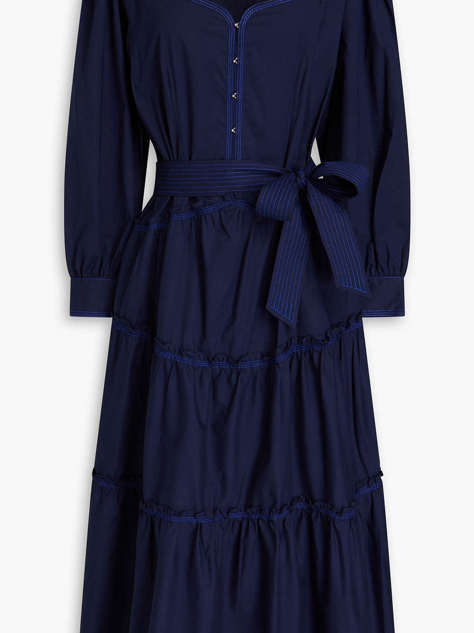 rowena tiered stretch-cotton poplin midi dress