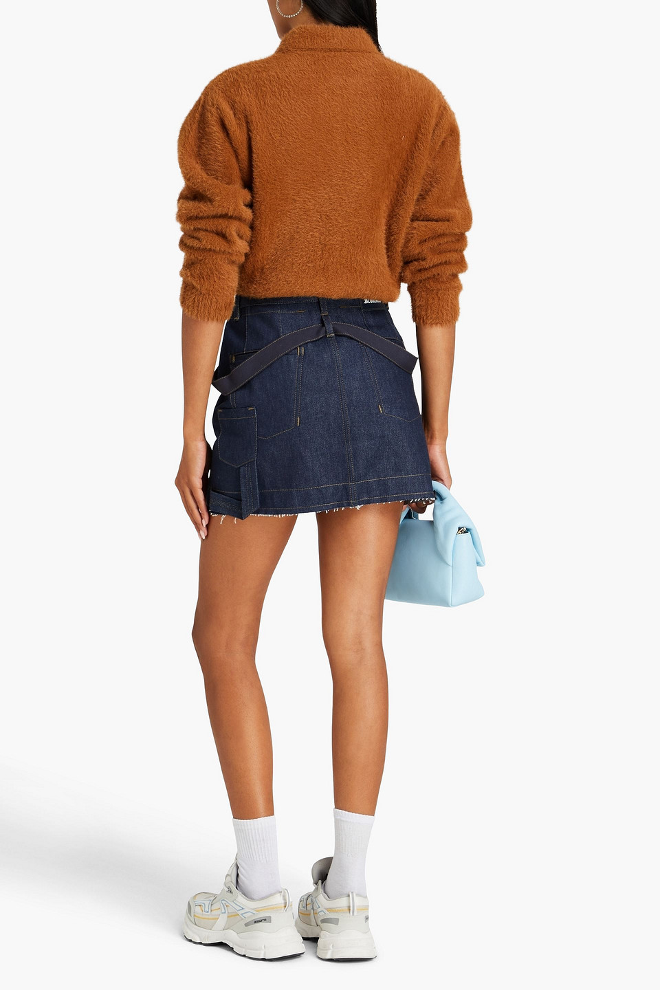 Shop Jacquemus Nimes Denim Mini Skirt In Dark Denim