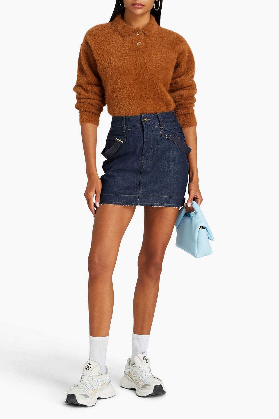 Shop Jacquemus Nimes Denim Mini Skirt In Dark Denim