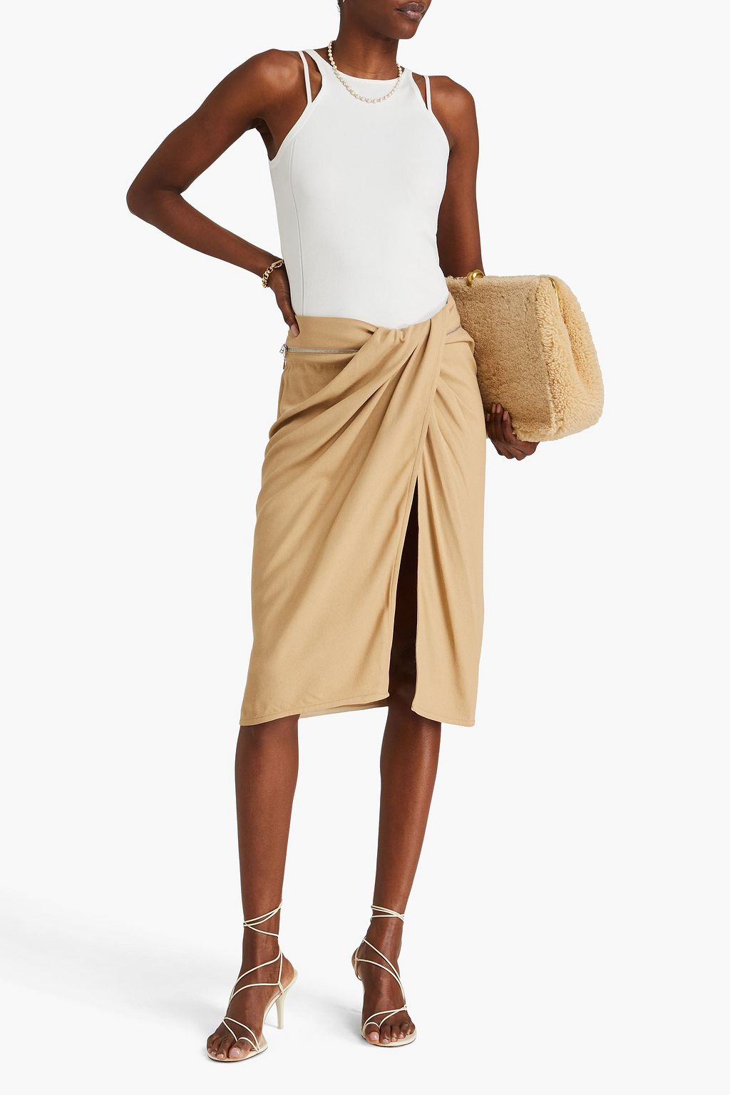 JACQUEMUS Bodri draped crepe skirt