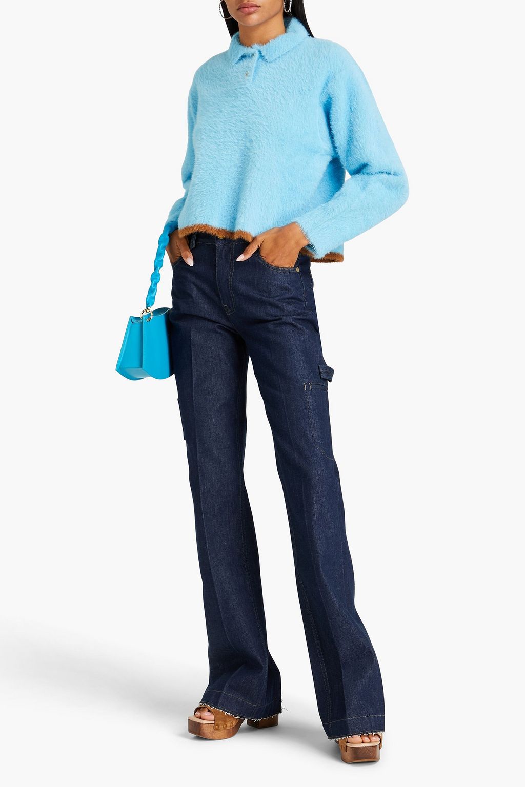 JACQUEMUS Neve brushed stretch-knit polo sweater