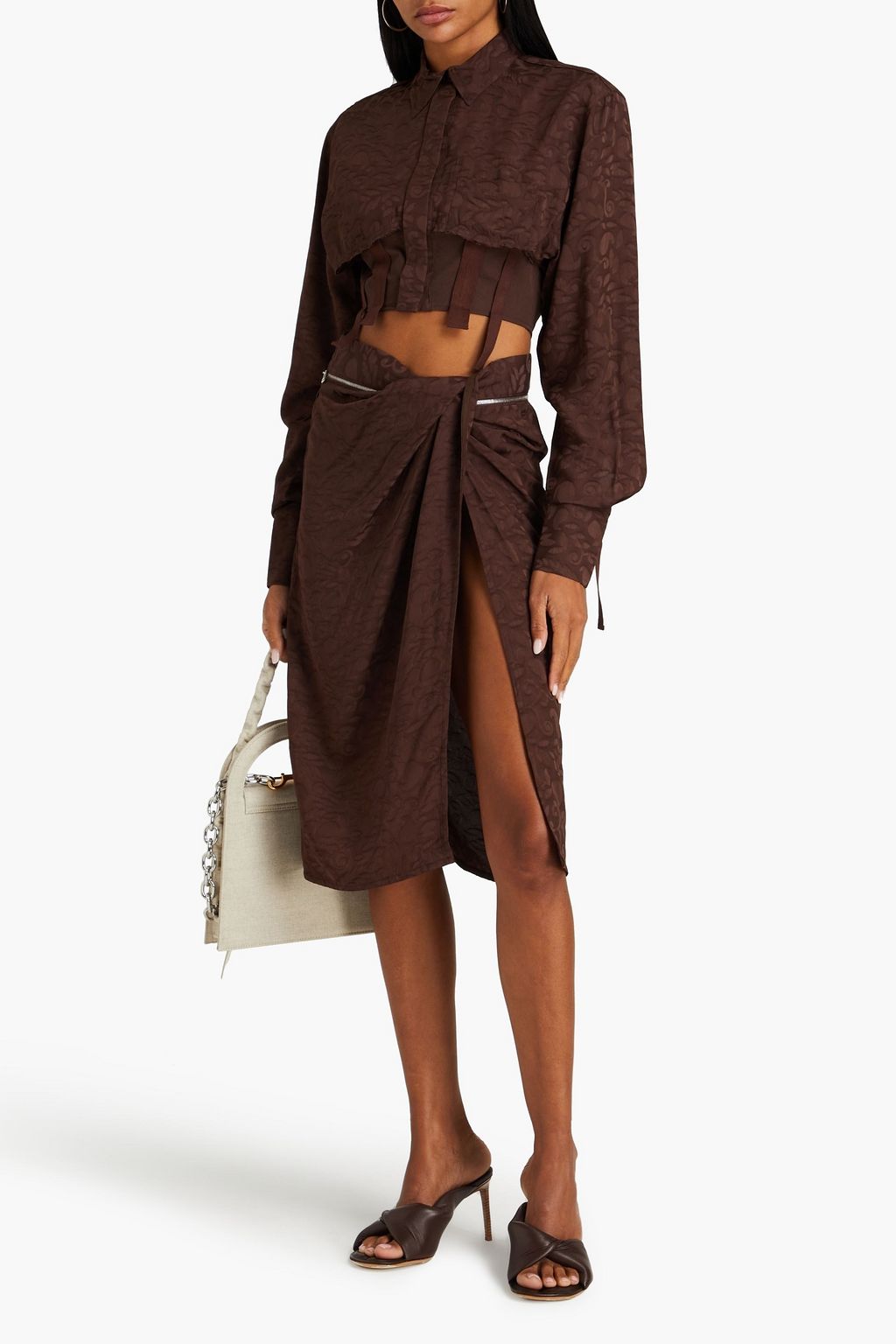 JACQUEMUS La Jupe Bodri draped zip-detailed jacquard skirt