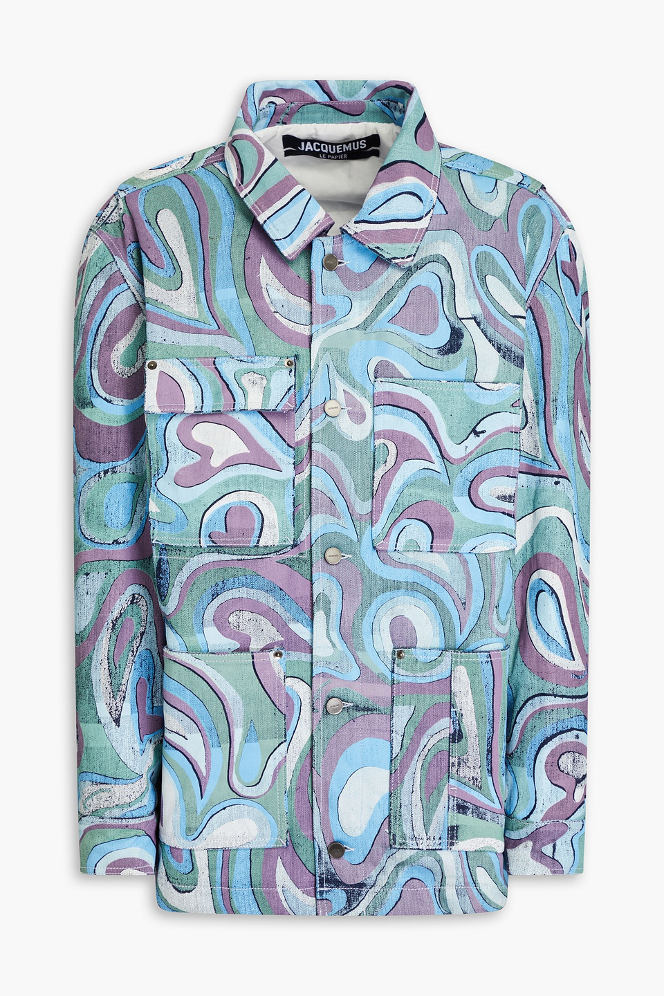 Jacquemus Pescadou Printed Denim Jacket In Light Blue