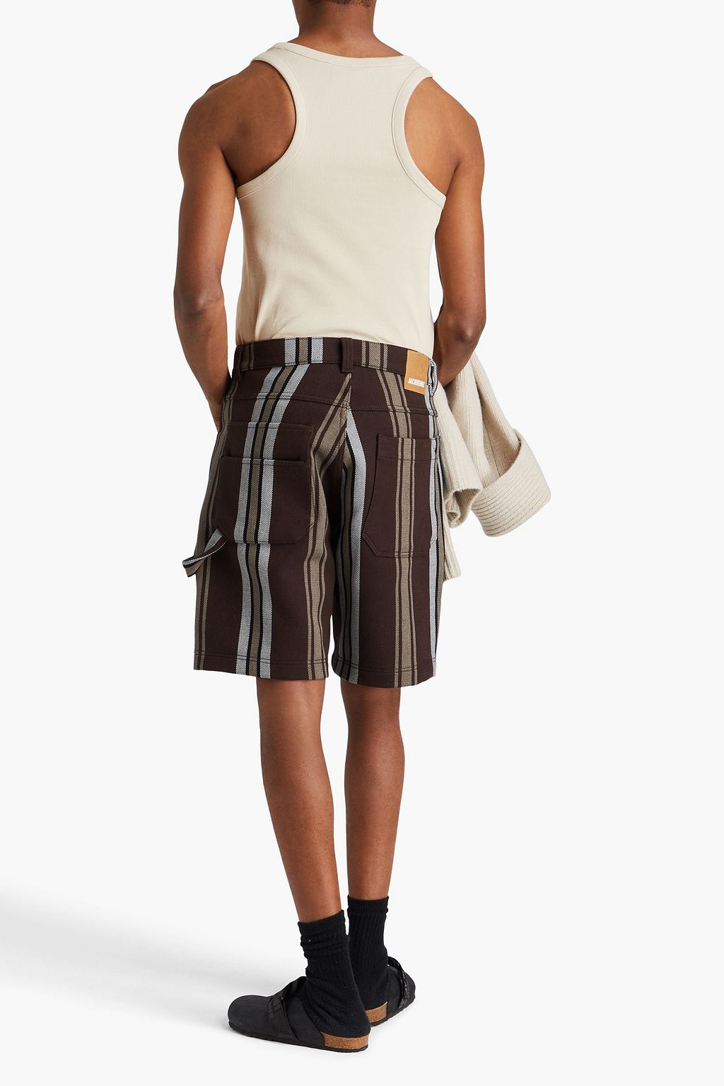 JACQUEMUS Checked cotton-blend drill shorts