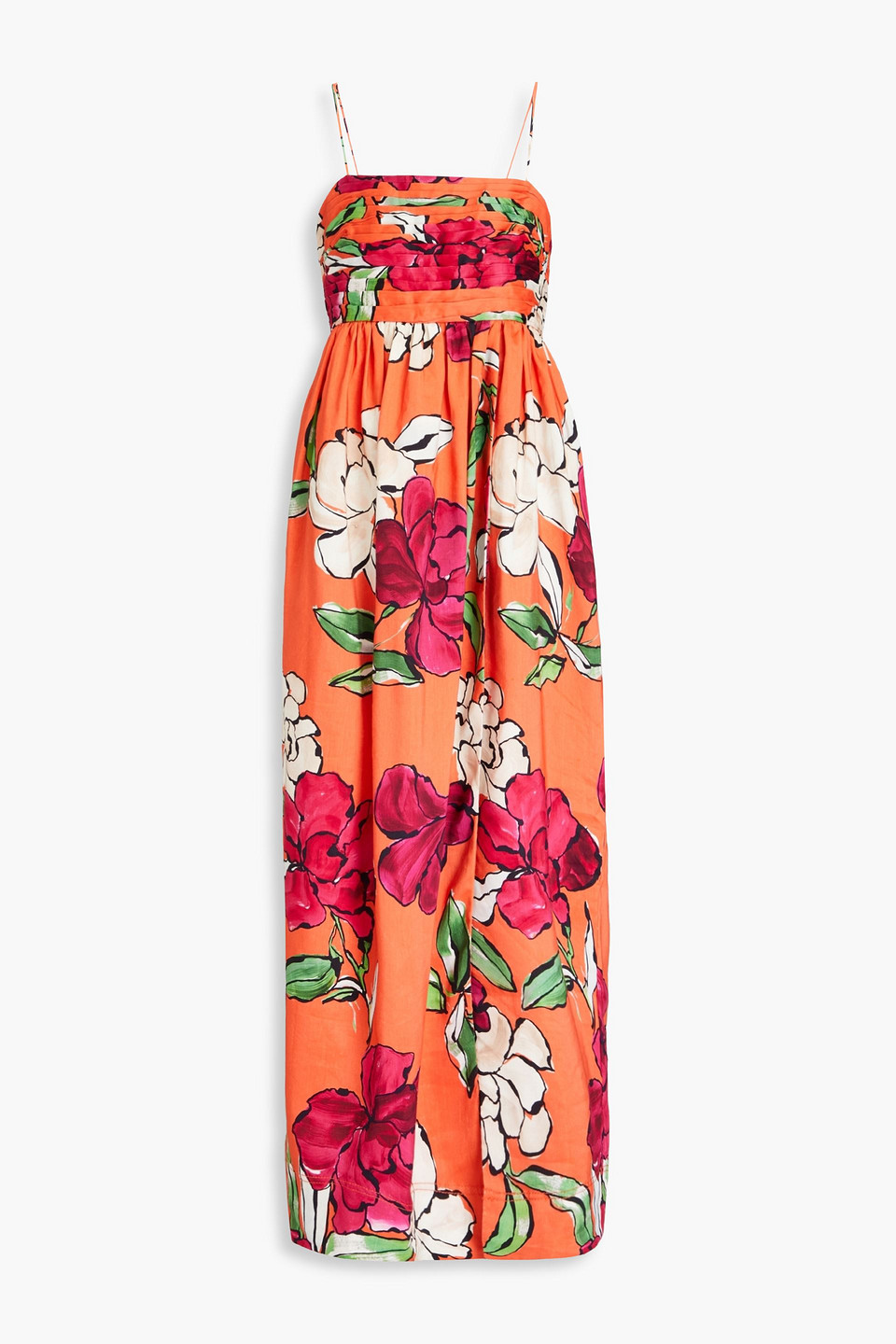 Aje Monument Floral-print Linen-blend Maxi Dress In Orange