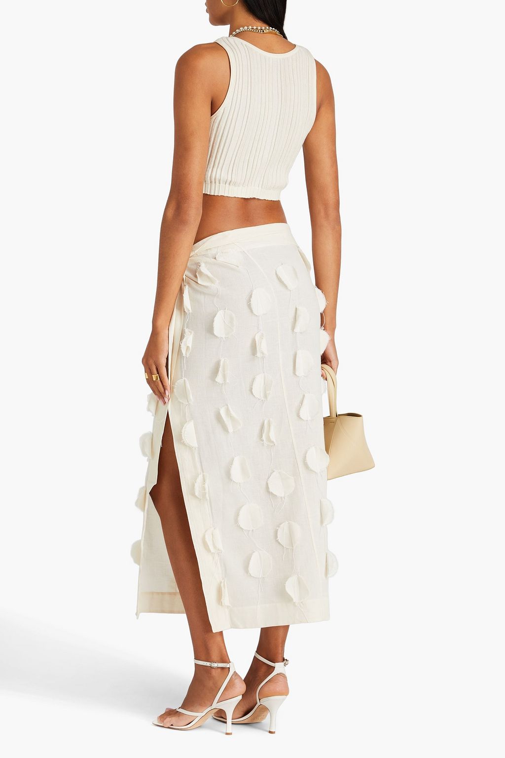 JACQUEMUS Draggiu appliquéd cotton midi skirt
