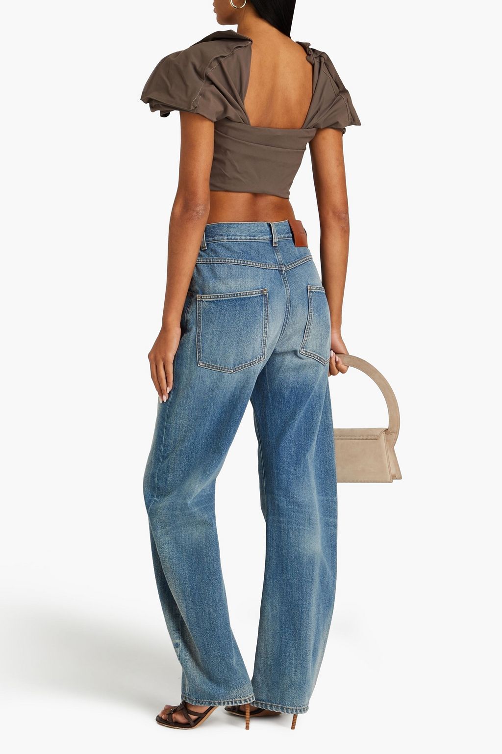 JACQUEMUS 플리츠 디테일 트윌 크롭 탑