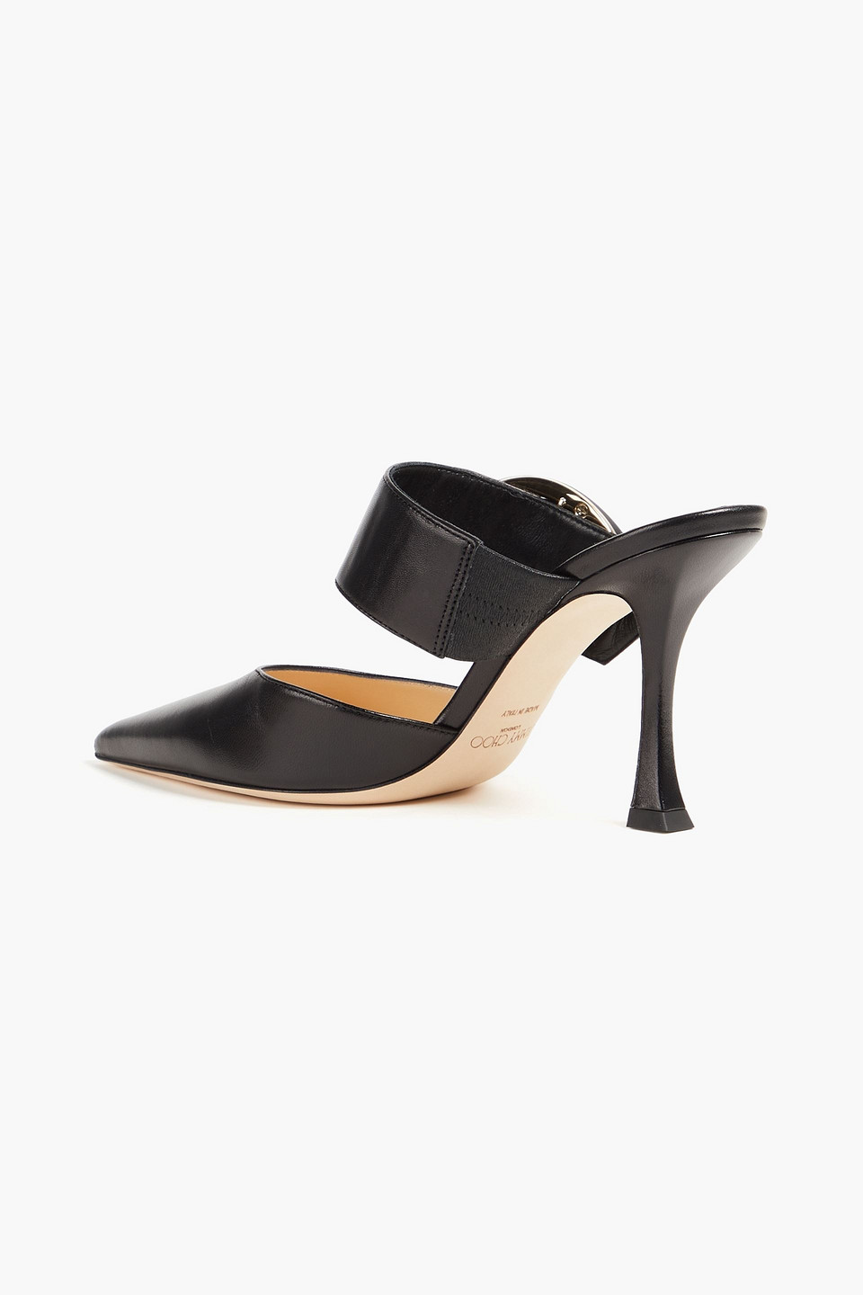 Jimmy Choo Mules Aus Leder Mit Schnalle In Schwarz