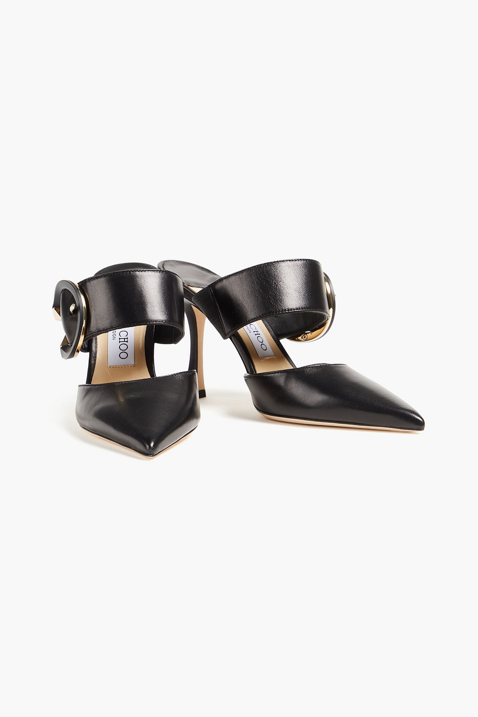 Jimmy Choo Mules Aus Leder Mit Schnalle In Schwarz