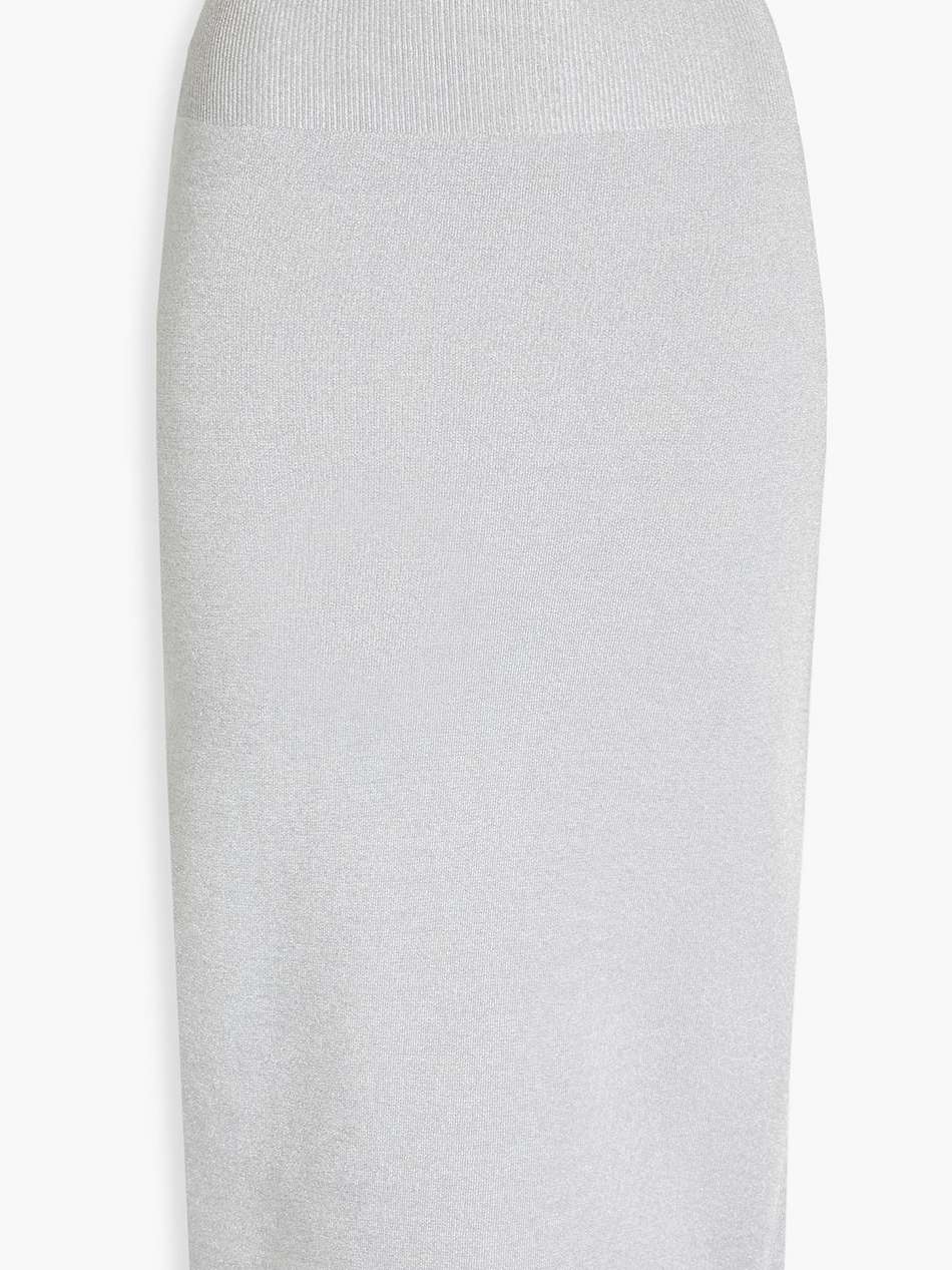 metallic knitted midi skirt