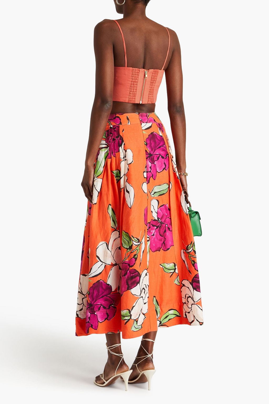 AJE. Ariel cropped embellished linen-blend top