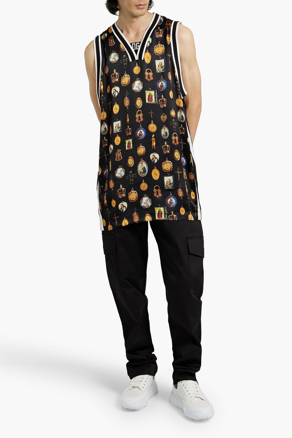 DOLCE&GABBANA Printed silk-satin tank