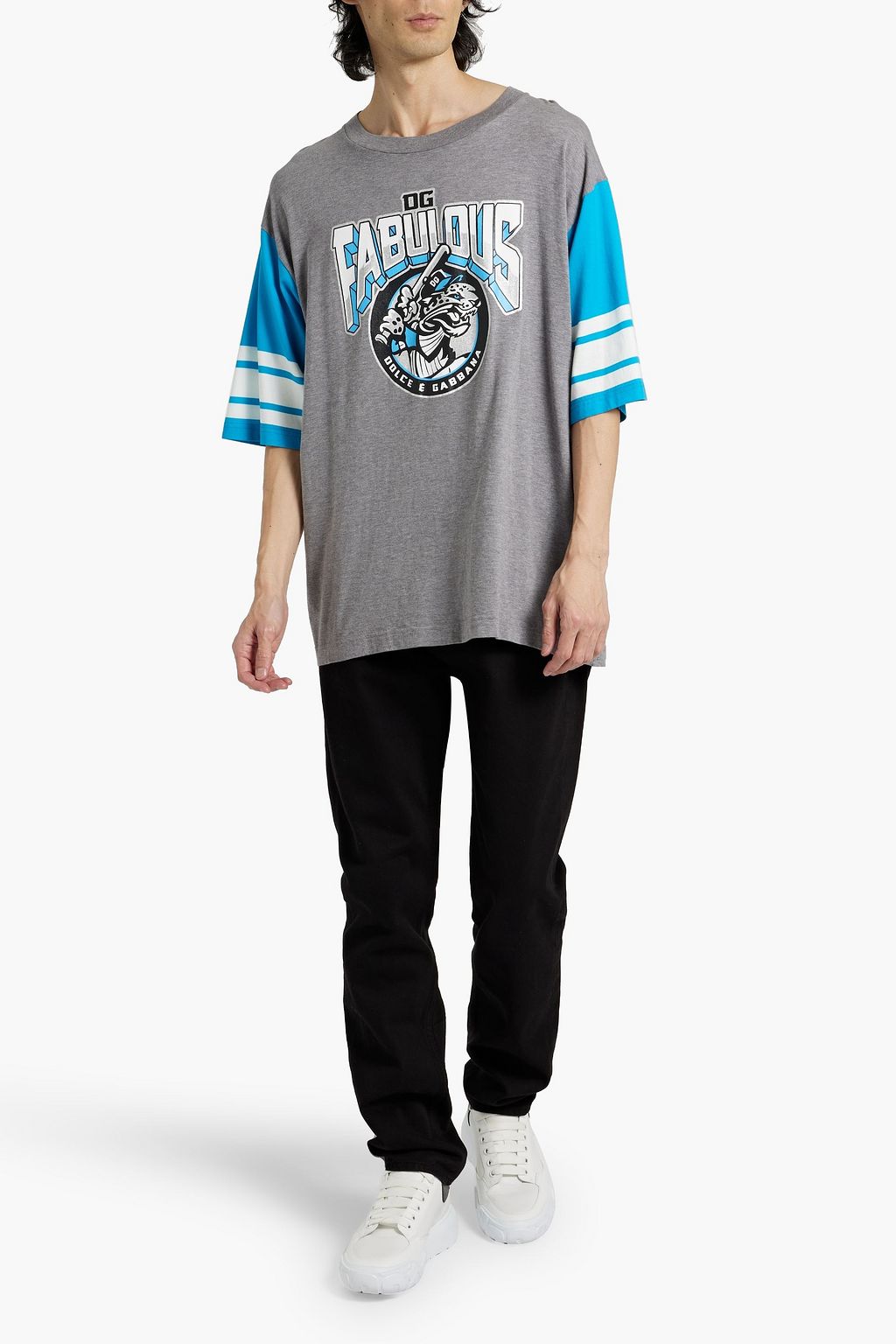 DOLCE&GABBANA Metallic printed cotton-jersey T-shirt