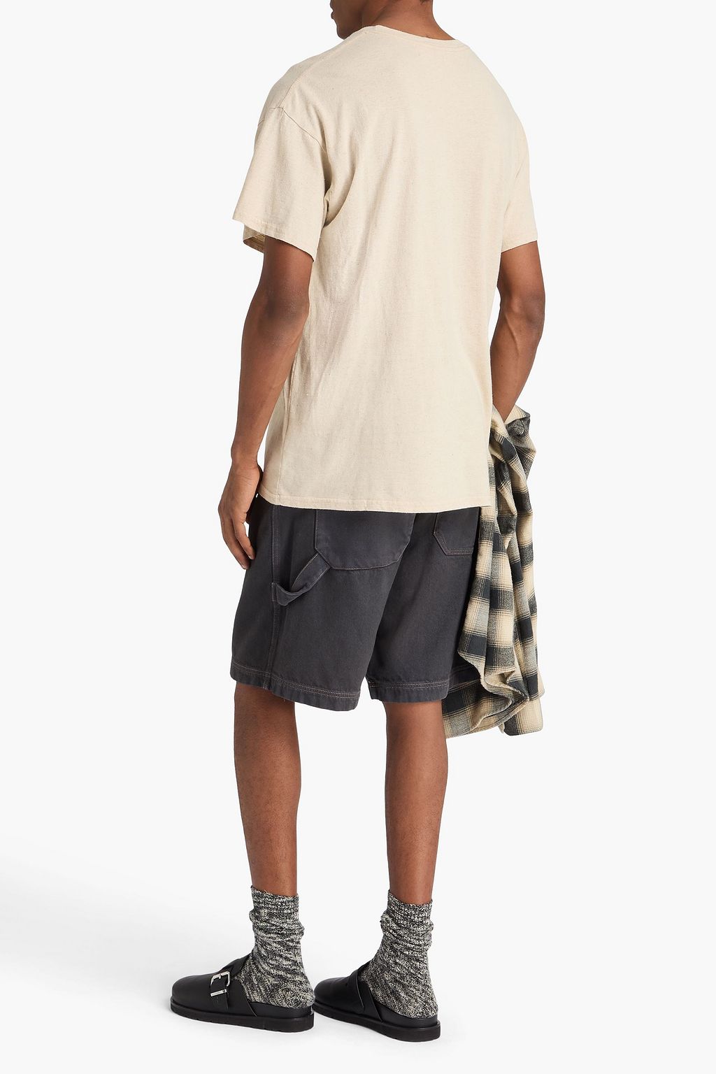 THE ELDER STATESMAN Solid cotton and linen-blend jersey T-shirt