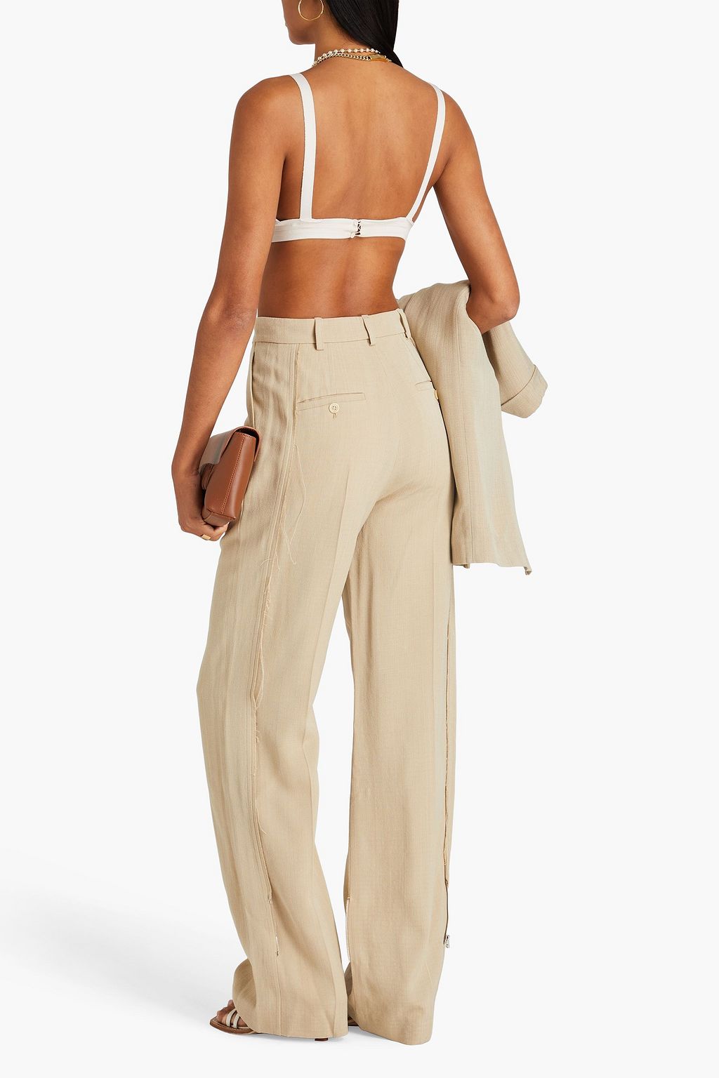 JACQUEMUS بنطال “أستوين” بأرجل مستقيمة مصنوع من الكريب