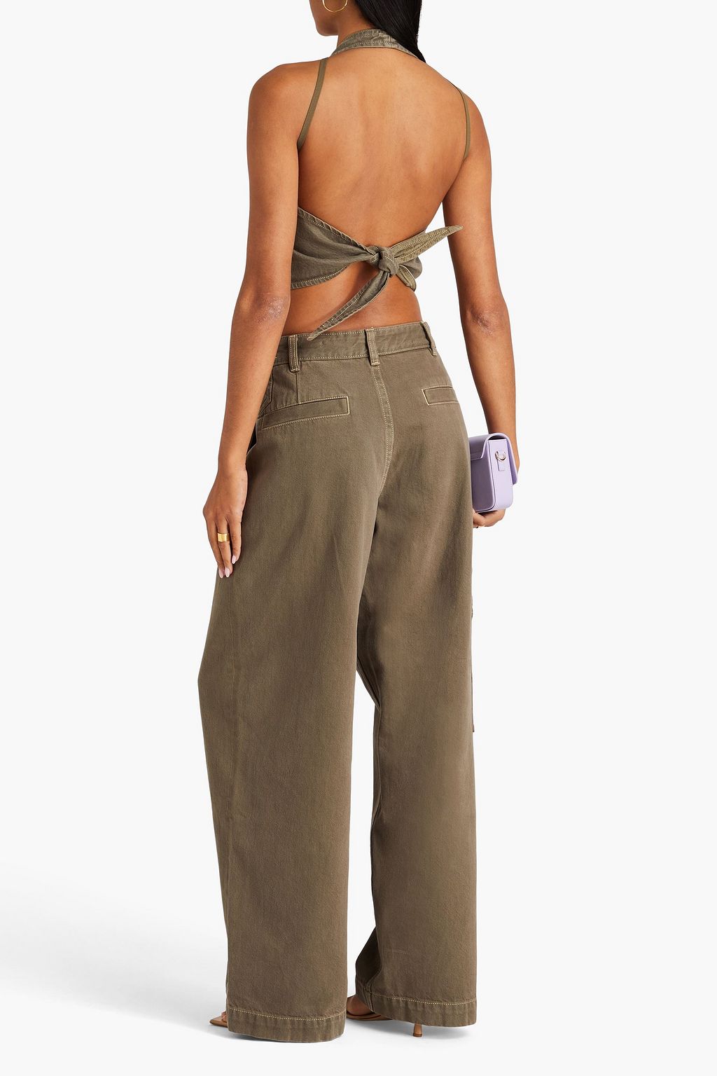JACQUEMUS Papier open-back cropped denim halterneck top