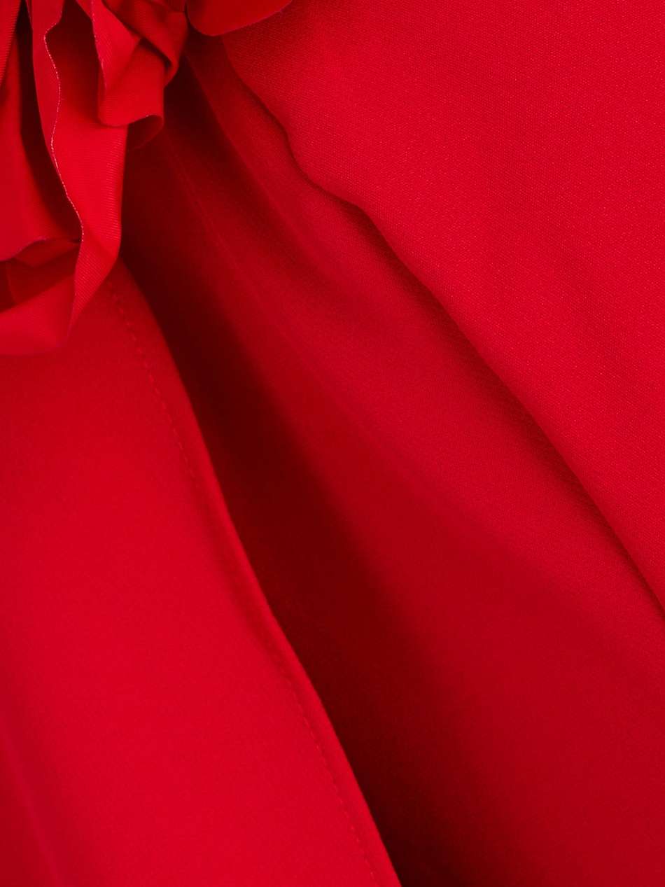tulle-paneled cape-effect stretch-crepe gown