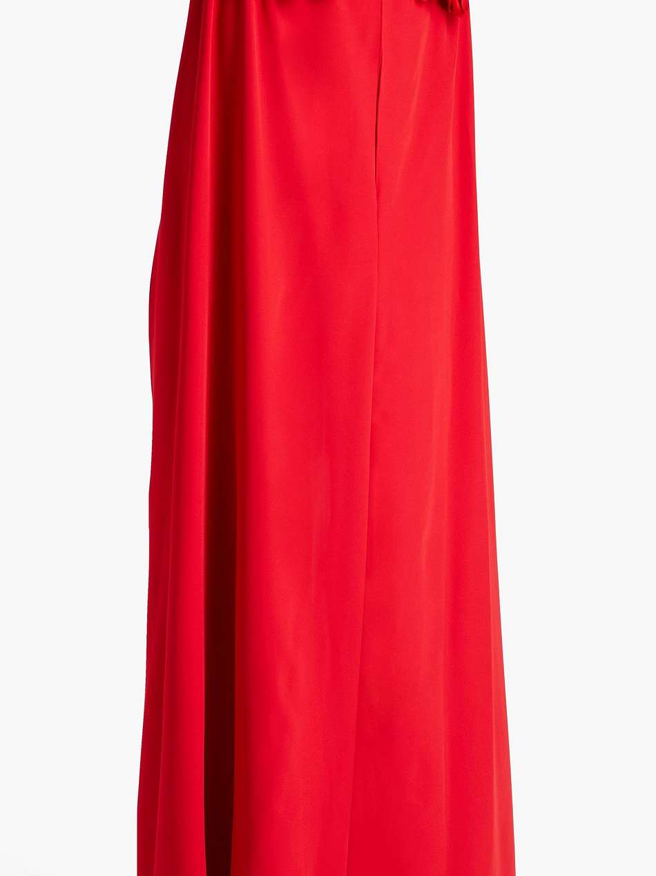 tulle-paneled cape-effect stretch-crepe gown