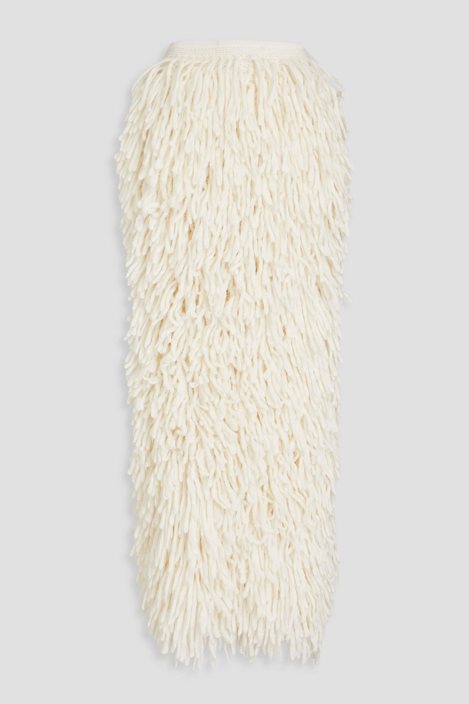 Jacquemus Nube Fringed Alpaca-blend Maxi Skirt In Ivory