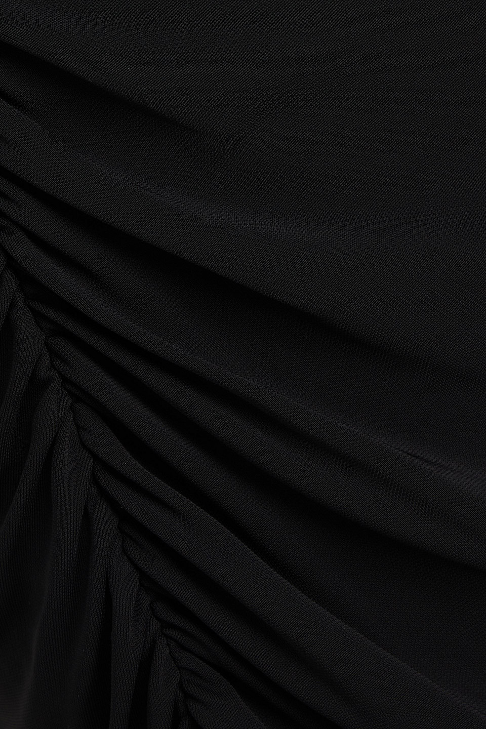 Marchesa Notte One-shoulder Ruched Jersey Gown In Black
