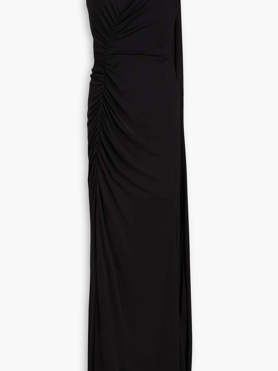 one-shoulder ruched jersey gown