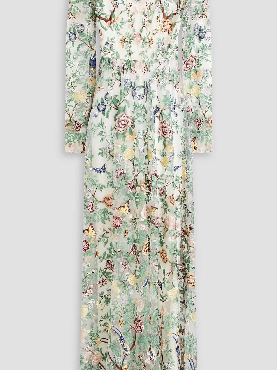 cutout embroidered tulle gown