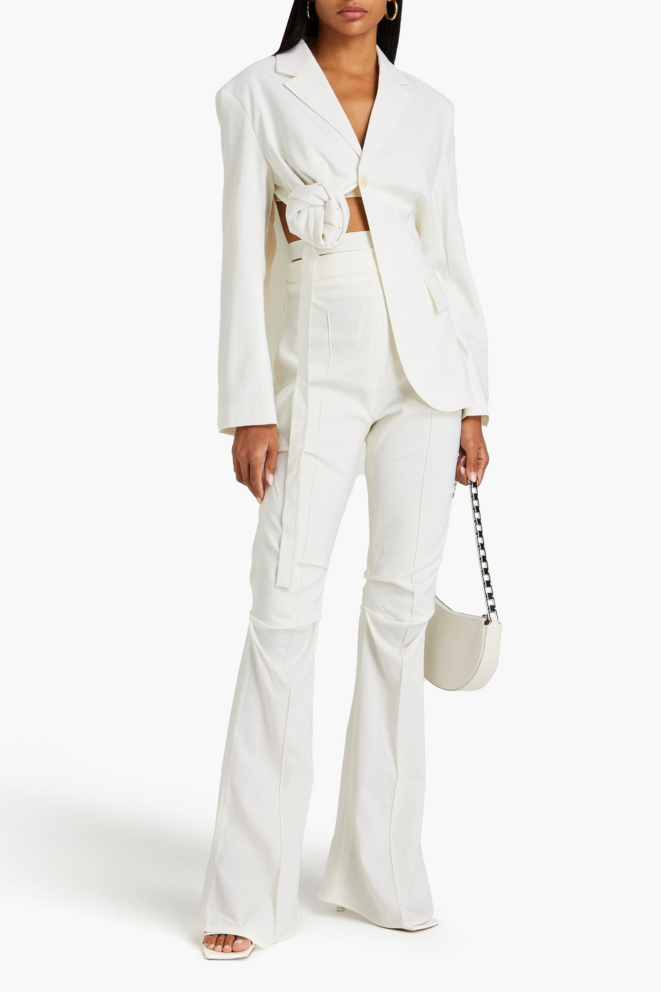 Jacquemus La Veste Baccala Cutout Wool-blend Twill Blazer In Off-white