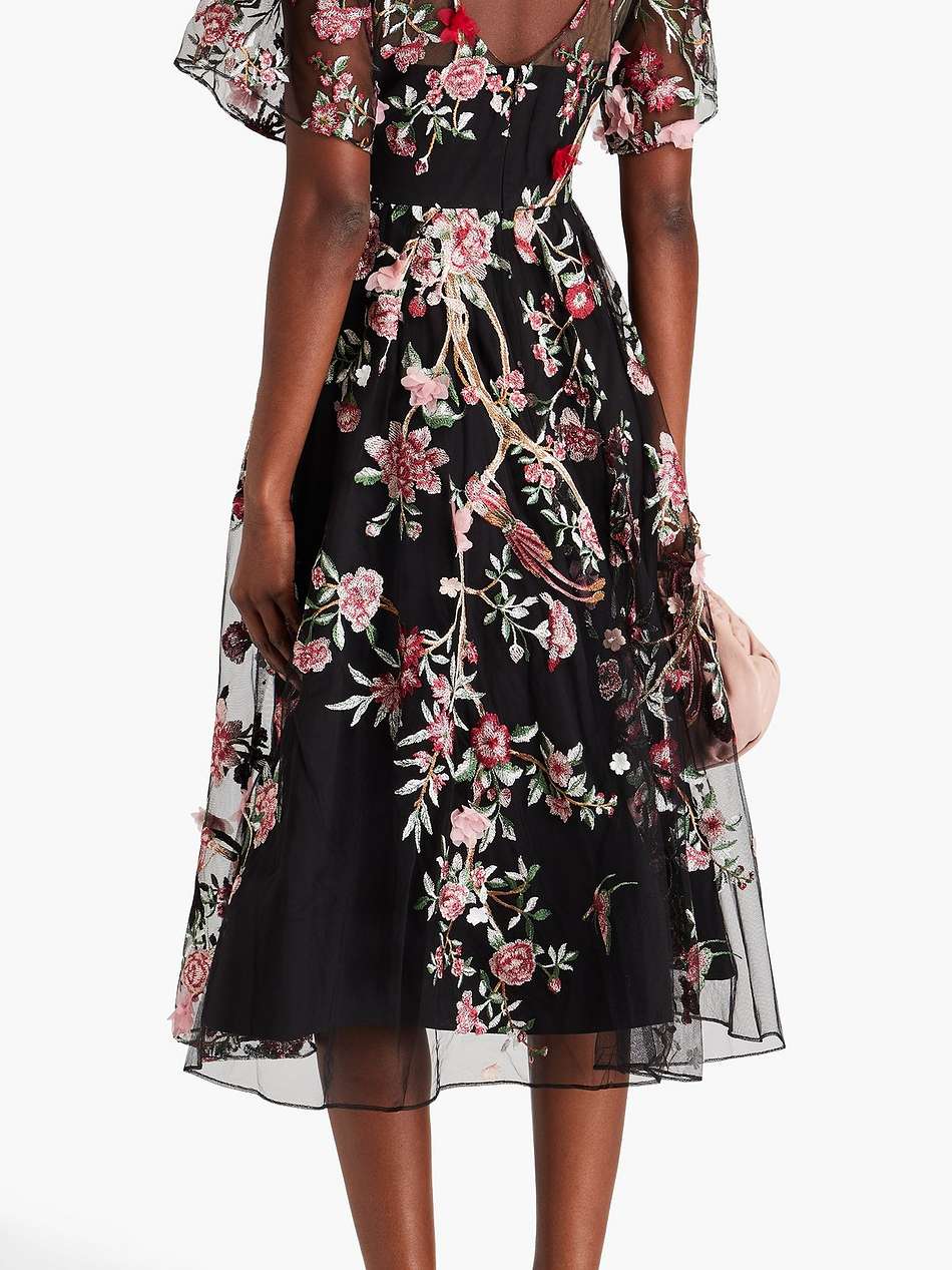 embroidered tulle midi dress