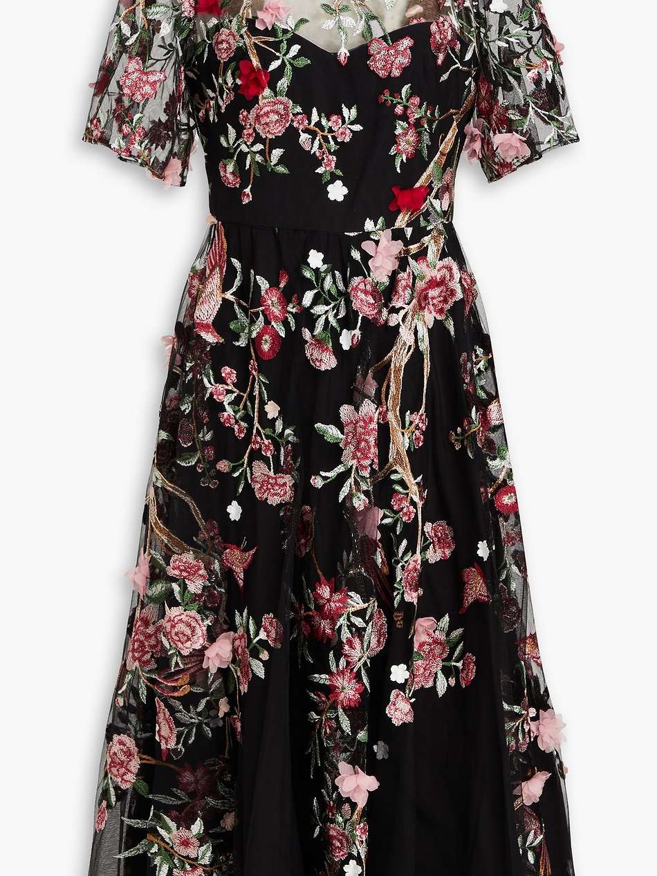 embroidered tulle midi dress