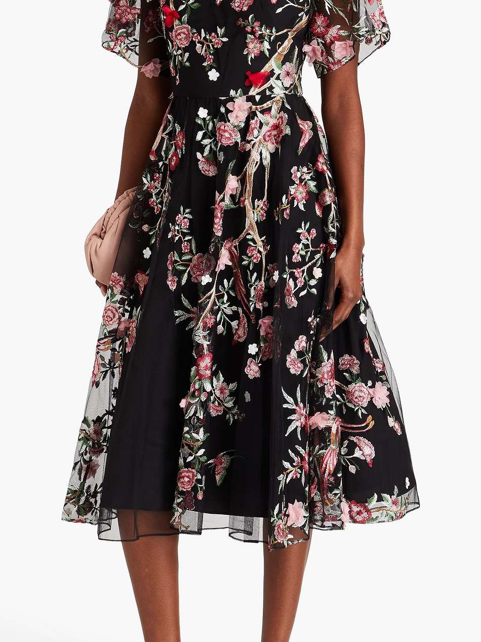 embroidered tulle midi dress