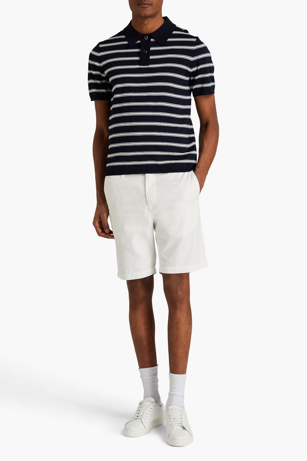 SANDRO Striped jersey polo shirt