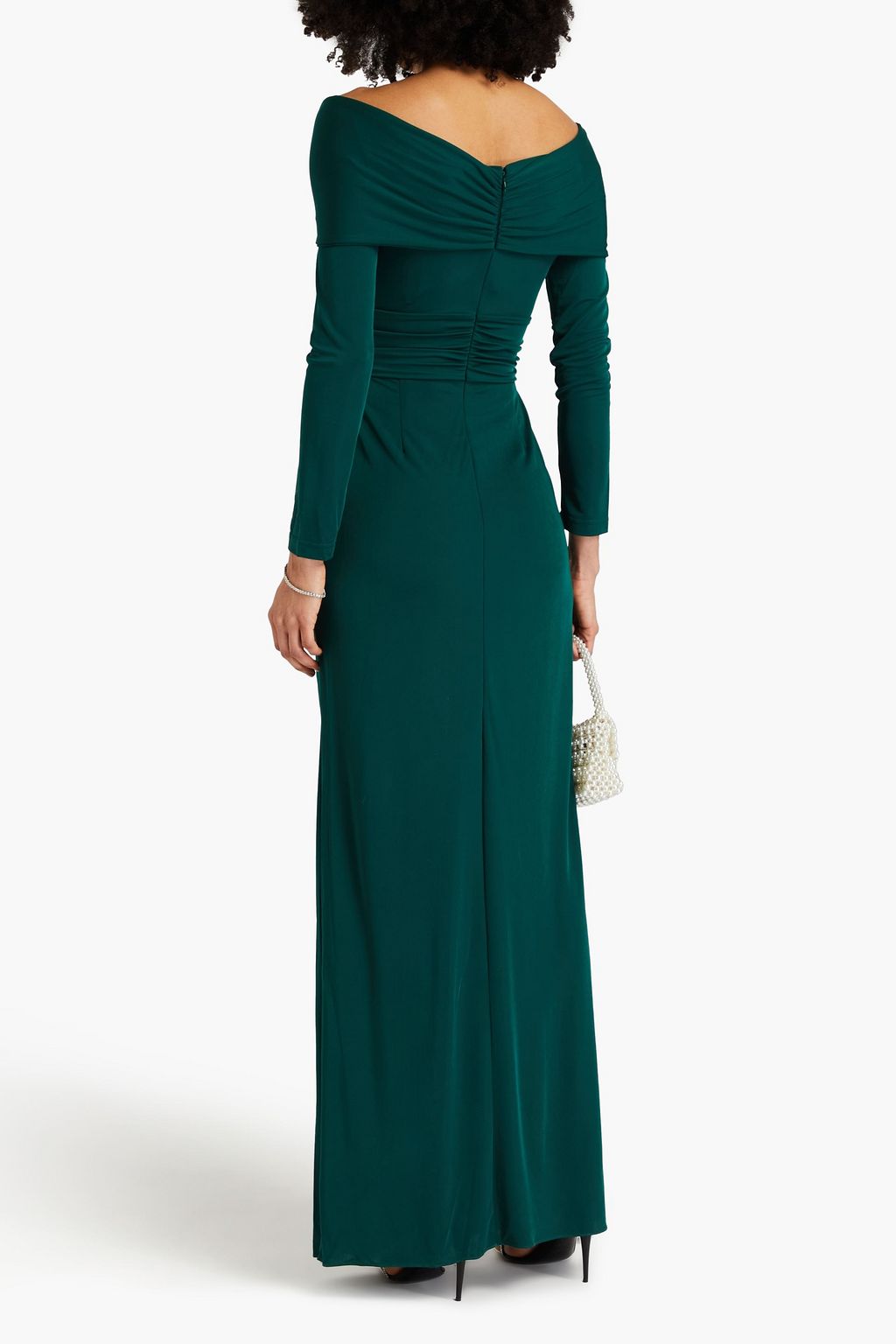 ZAC POSEN ジャージー ロングドレス ツイストフロント ドレープ入り