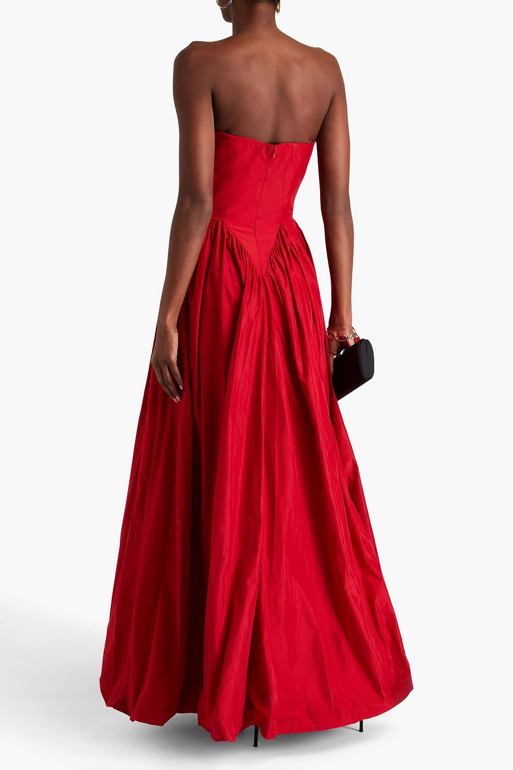 ZAC POSEN タフタ ロングドレス ストラップレス